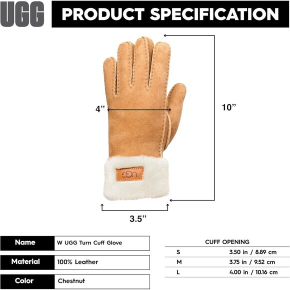 womens Chestnut Turn Cuff Water Resistant Sheepskin Warmth And Comfort Gloves - Picture 5 of 5